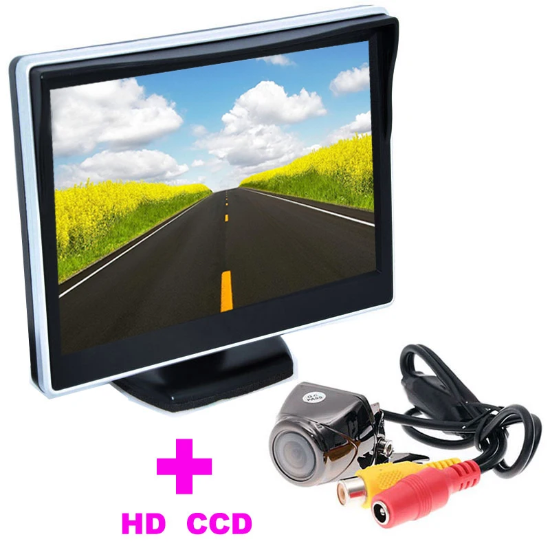Universal HD CCD Car Rearview Camera 5 TFT LCD Car Monitor 2 in 1 Auto Parking