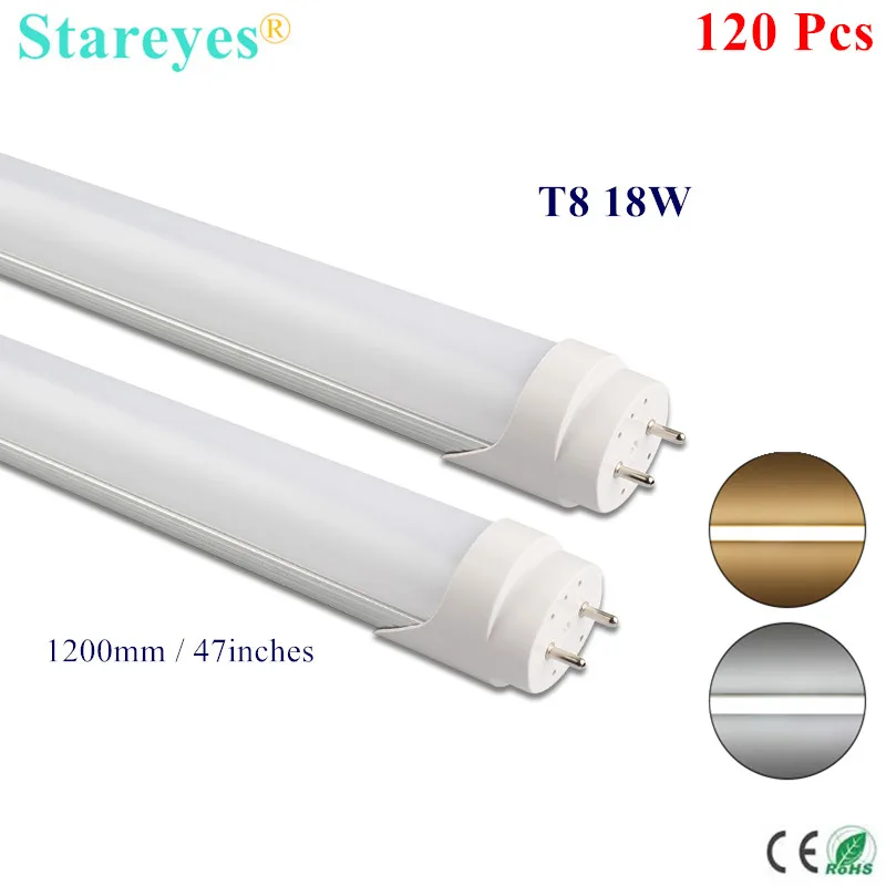 

Free shipping 120 pcs 18W 120cm T8 LED Tube lamp Light High brightness Epistar SMD2835 25LM/PC 96 led/PC 1700LM AC170-265V