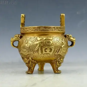 

Old Chinese handmade brass statue fengshui lucky FU Incense Burners