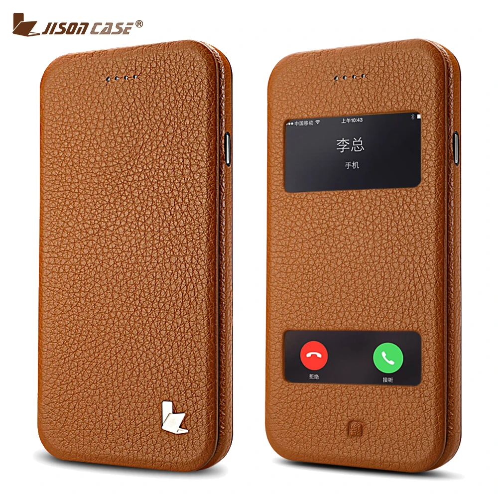 Jisoncase Smart Flip Case for iPhone 6 6s 4.7&quot Cover Phone Genuine Leather Back Plus 5.5 Funda |