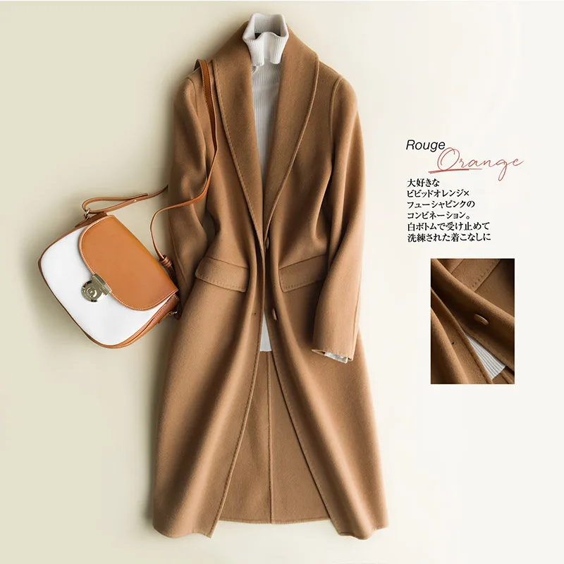 ZEHANGSEA  Woman Long Cashmere coat simple natural monochrome Thick coat Autumn and Winter Coat coat mature Hot Goods