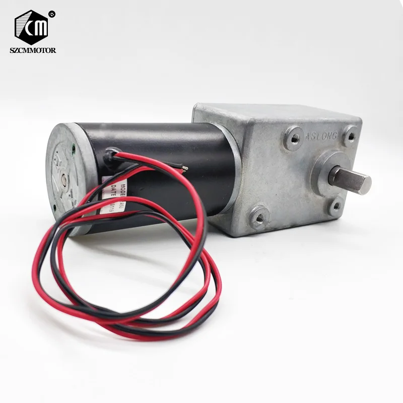 

82*58mm Gearbox Powerful Electric Worm Gear Motor DC 24V 35RPM Reducer Motor Max Torque 10N.M Larger-Power 30W Worm Geared Motor