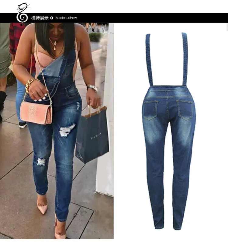 Боди новые высококачественные свободные модные брючные комбинезоны с дырками осенние джинсы джинсовые брюки комбинезон большие размеры S-2XL для женщин B634