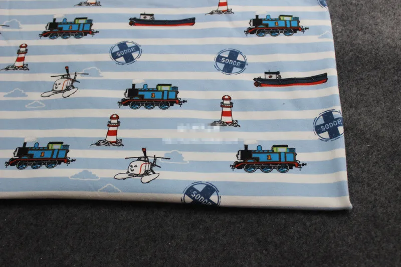 stripe Thomas train lycra knitting Cotton Fabric Printed Tissu Telas DIY Patchwork Sewing Quilts Baby boy Clothing 50*200CM | Дом и сад