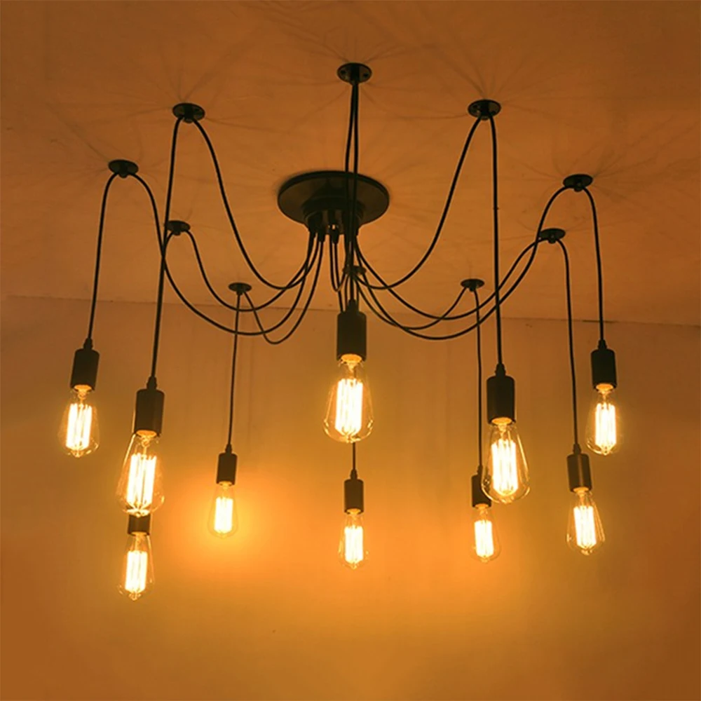 luminaria Nordic Retro Edison E27 Bulb Light Chandelier Vintage Loft