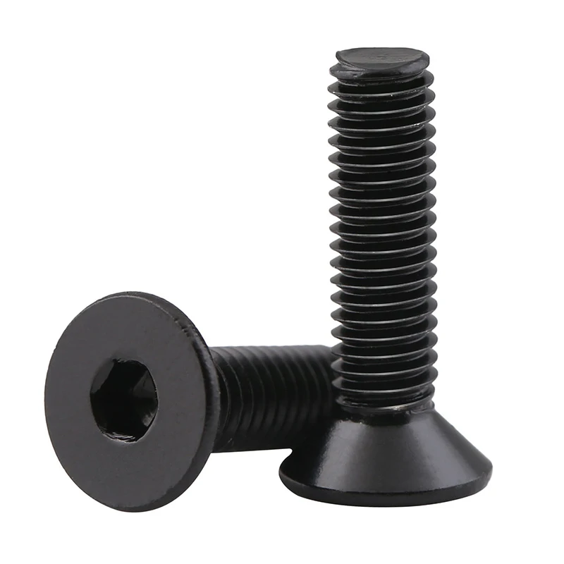 Black Hex Flat Head Socket Cap Machine Screw Countersunk Thread Metric Bolt Grade 10.9 Alloy Steel M2