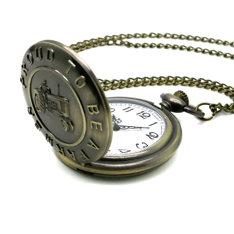 Винтажные бронзовые Тракторные карманные часы Fob ожерелье цепь часы Ретро кварте кулон часы лучший подарок reloj skyrim скайрим