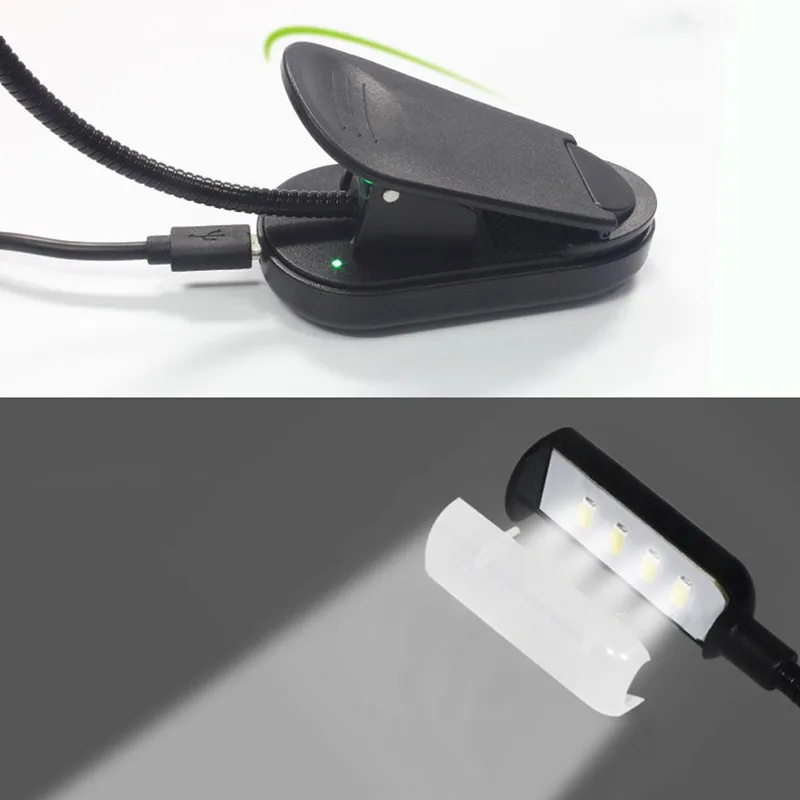 СВЕТОДИОДНЫЙ LED клип лампы для чтения USB перезаряжаемые защита глаз Чтение свет Гибкая 360 градусов портативный настольные лампы обучения