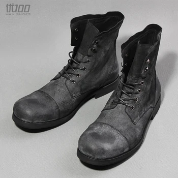 

New arrival black ankle army ankle boots shoes men 2017 high quality cowhide real leather short boots round toe cool zipper boot