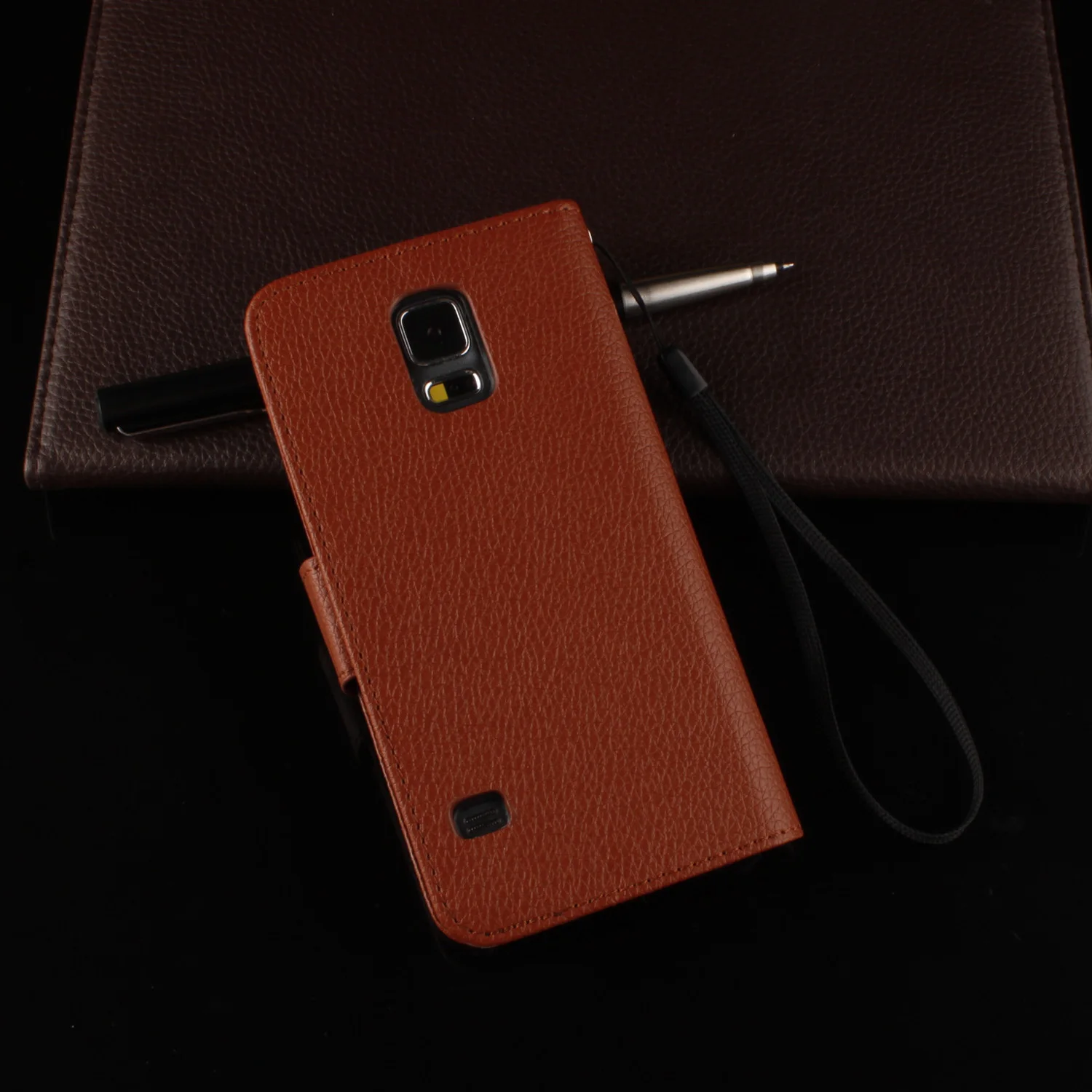 Флип-чехол для телефона для samsung Galaxy S5 Mini G800, чехол, кобура для обнаружения падения, держатель для денег, фоторамка+ 1 пленка+ 1 ремешок - Цвет: Коричневый