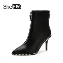 Женские ботильоны на высоком каблуке 8 см повседневная женская обувь из микрофибры черного/белого/красного цвета женская обувь на весну/Лето/Осень/зиму