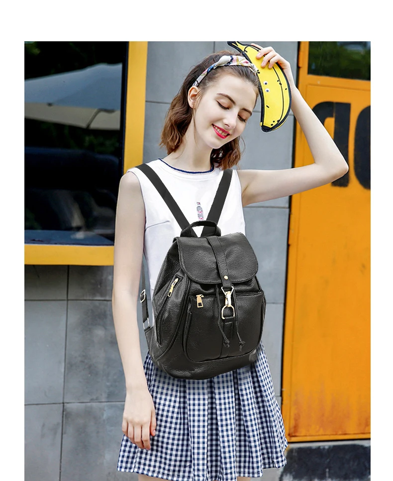 Женщина Back Pack черный милый рюкзак Mochilas escolares Para adolescentes Meninas escola rugzak vrouwen Mochila couro Bagpack