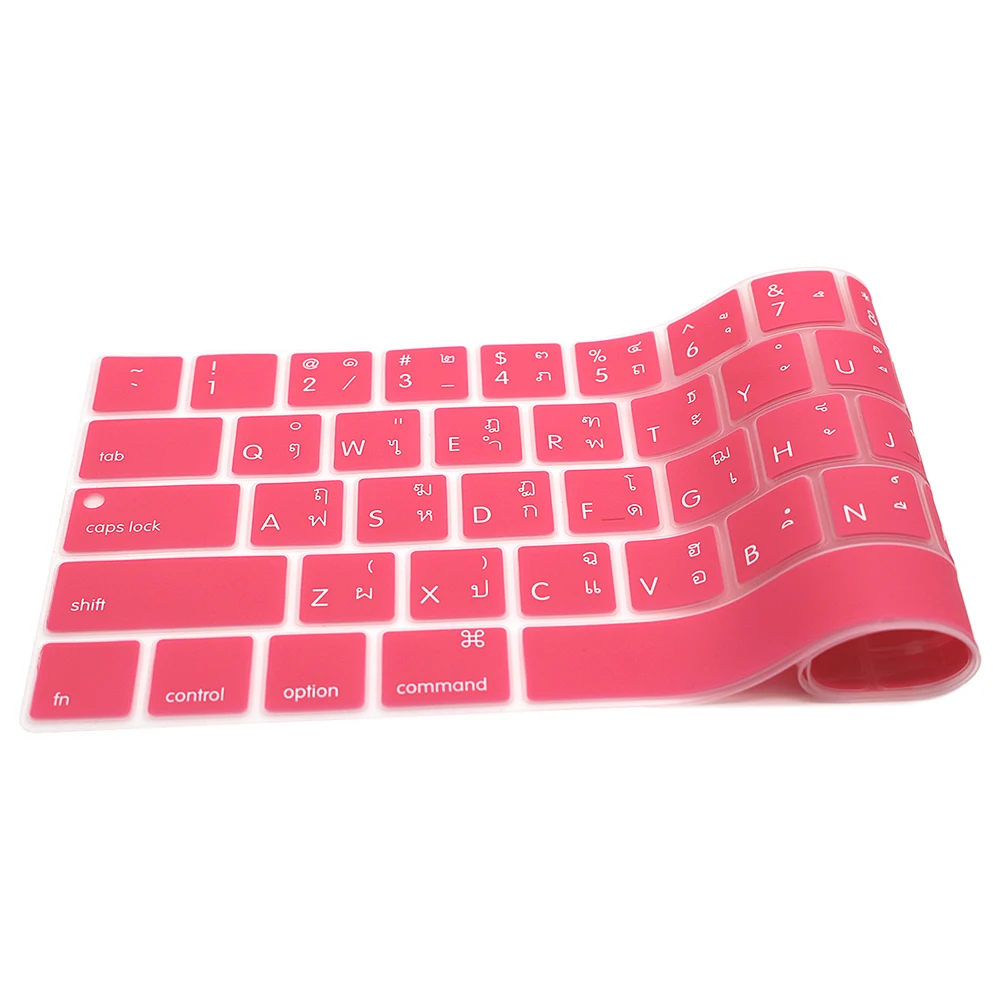 Силиконовый чехол кожи протектор для Apple Macbook Pro 13 A1706 15 A1707 с Touchbar Тайский Таиланд Язык - Цвет: Pink