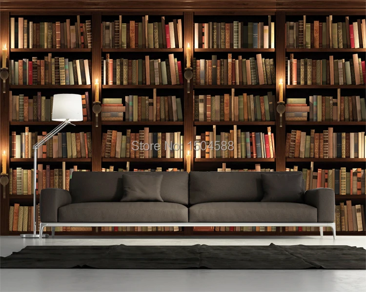Mural para a para a Biblioteca Sala de Estudo Sala de Estar Decoração de Alta Papel de Parede Tamanho Personalizado 3d Estéreo Simulação Foto Biblioteca Estante Qualidade Não tecido 5 High Quality quality wallpaper