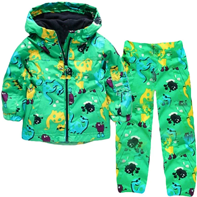 

Boys Clothes Set Cartoon Dinosaur Hooded Raincoat Jacket+Pants Kids Sport Suit 2017 Spring Girls Clothes Children Clothing