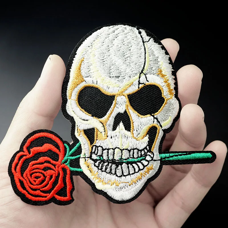 

Rose Skull (Size:10.2X9.3cm) DIY Cloth Badges Patch Embroidered Applique Sewing Clothes Stickers Apparel Accessories