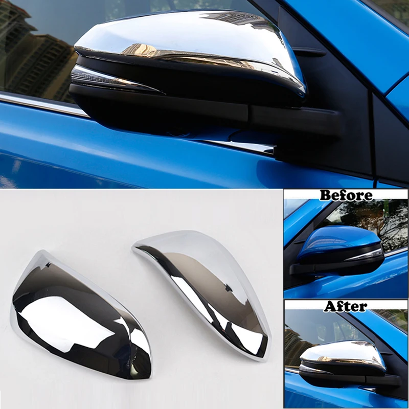 

1 Pair Car Side Mirror Silver Covers Replacement Trim For Toyota RAV4 2013-18