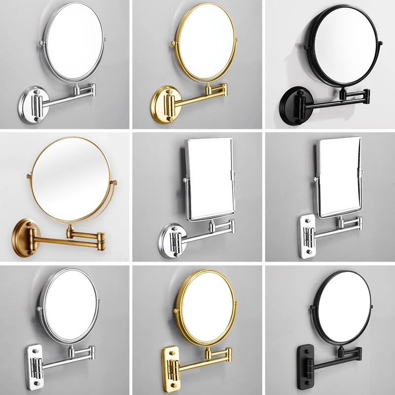 Billig Bad Spiegel Schwarz Edelstahl Bilden Spiegel Vergrößerungs Einstellbar Dual Arm Verlängern 2 Gesicht Kosmetik Spiegel Wand Montiert