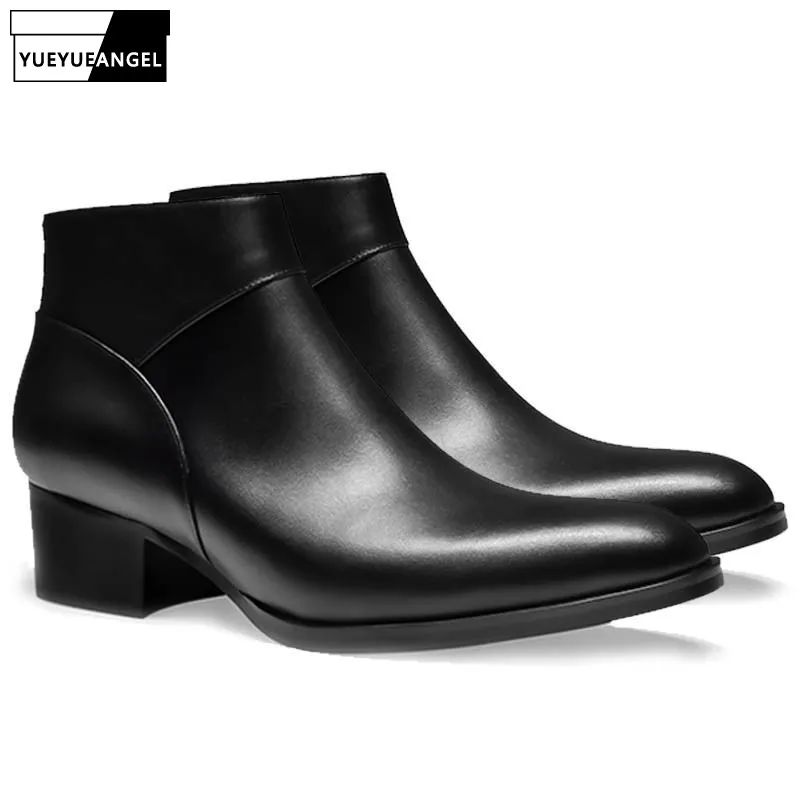 New Mens Real Leather Fashion Pointy Toes Wedding Dress Formal Ankle Boots Shoes
