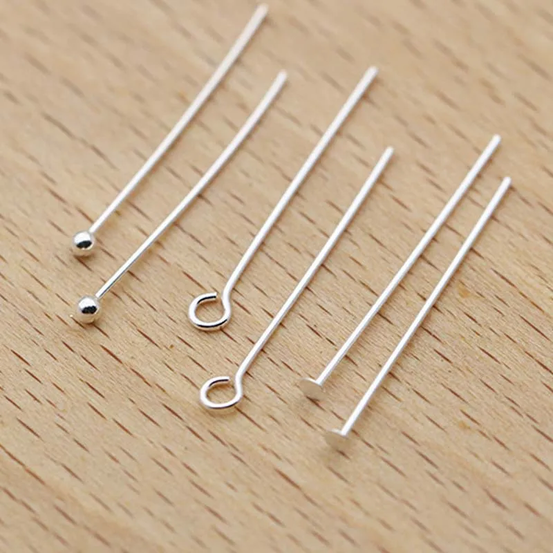 10pcs Real Pure Solid 925 Sterling Silver Needle Pins for DIY Jewelry Making Findings Earring Necklace Connector Part Base