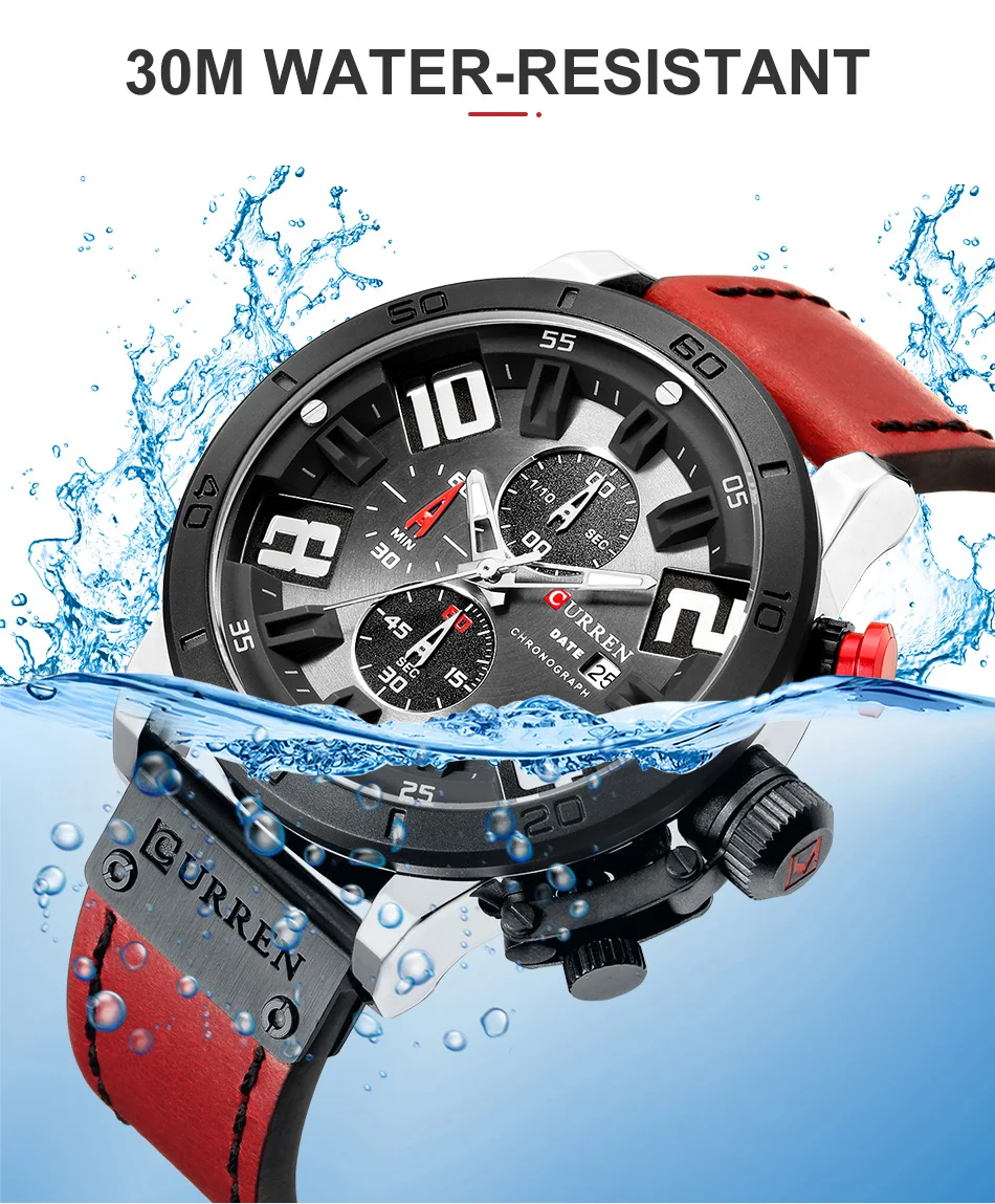 CURREN 8312 модные повседневные мужские часы Лидирующий бренд Мужские Кожаные Спортивные кварцевые наручные часы водонепроницаемые мужские часы с хронографом и датой