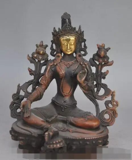 

S06191 8"chinese buddhism temple bronze gilt tara Kwan-Yin Bodhisattva buddha statue