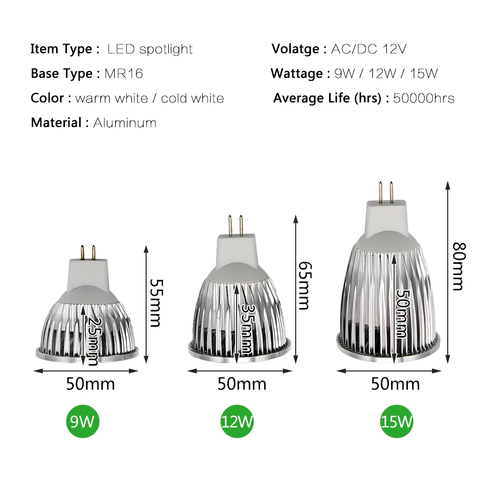 Светодиодная лампа MR16 GU5.3 12 В AC/DC точечный светильник|lampada led bulb|led bulbmr16 gu5.3 |