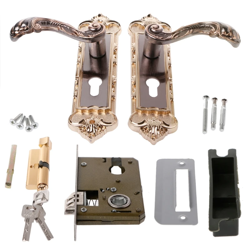 

European Style Mute Door Handle Interior Lock Anti-theft Vintage Furniture Gate *dls* free ship