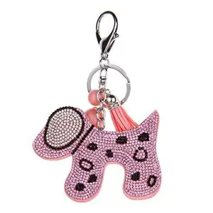 YD& YDBZ брелок для ключей с милой собачкой для женщин, модные ювелирные изделия Kwaii, брелок для ключей от машины, коричневый, розовый, серебристый, красный, 4 цвета, брелки для сумочки - Цвет: pink