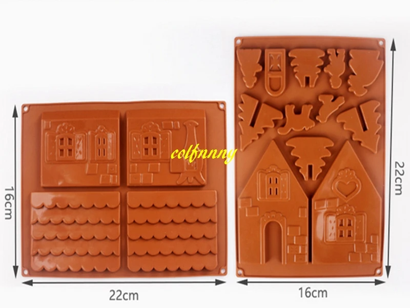 50 компл./лот Быстрая 2 шт./компл. DIY 3D Рождество дом силиконовые формы шоколадный торт форма для сделать печенье торт