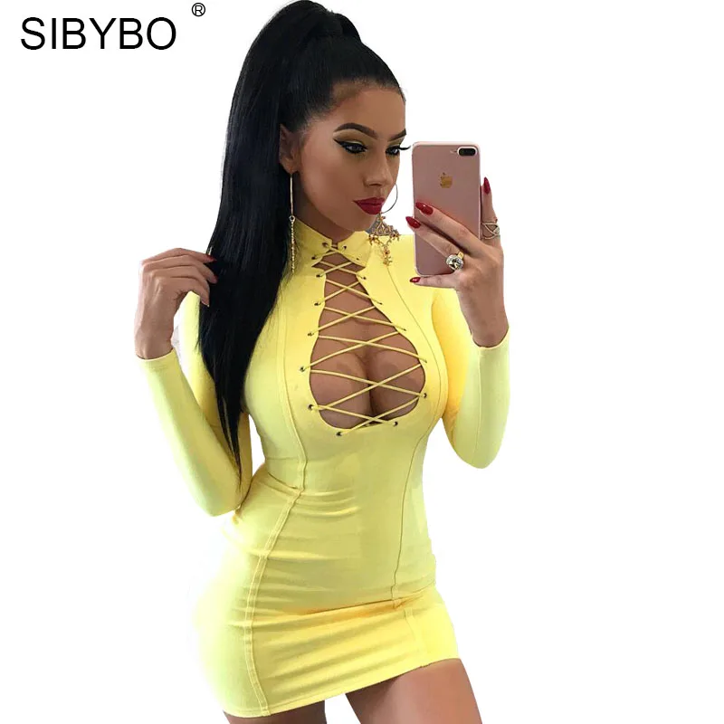 Sibybo замши с длинным рукавом Тонкий Bodycon платье Осенне зимняя Дамская обувь Sexy