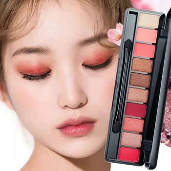 

10 Colors Matte Glitter Shimmer Tropical Vacation Eye Shadow Palette Eyeshadow Palette with Brush Cosmetics Makeup Set Y1