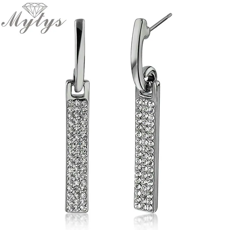Mytys Женская модная палка серьги из сплава GP E611 E612|crystal drop earrings|crystal earringscrystal earrings |
