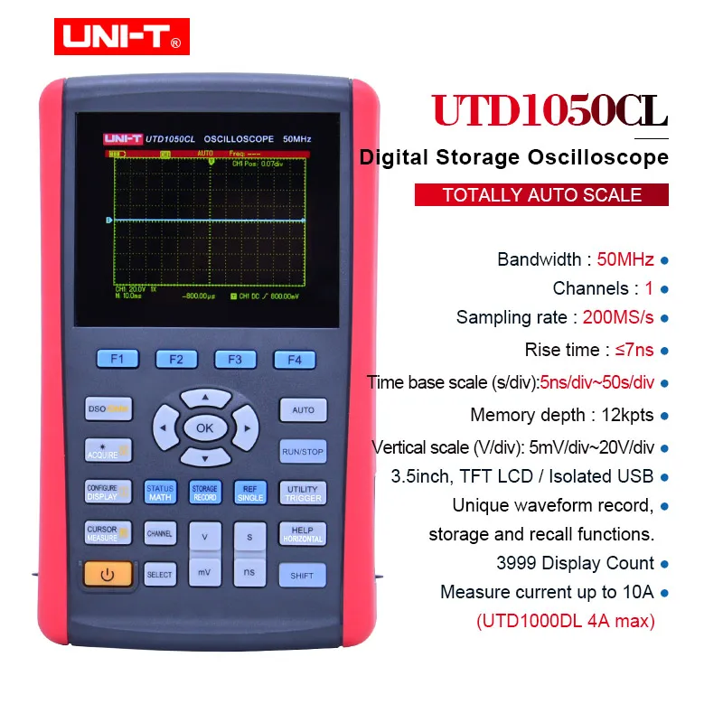 Ручные Цифровые осциллографы для хранения UNI T UTD1050CL 3 5 &quotЖК цифровой дисплей