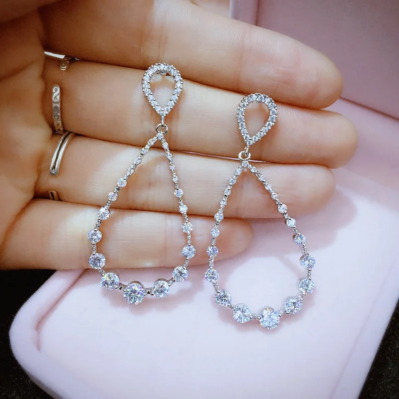 

GL Luxury Waterdrop Cubic Zircon Sweet Stud Earring Water Drop Women 925 Silver Cuff Cross Earring AP Design Bridal Jewelry