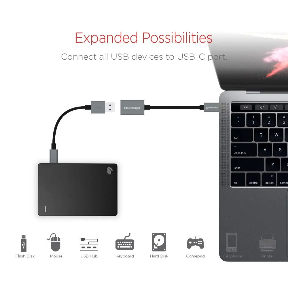 TANGGOOD USB C к USB Женский адаптер OTG USB кабель 3,1 3,0 5 Гбит/с скорость передачи данных для Macbook Pro Xiaomi Mi6 Mix 2 Nexus 15 см