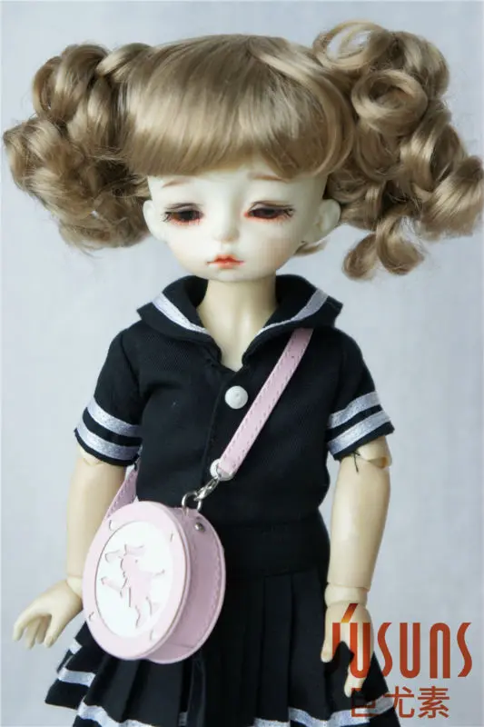JD275 YOSD doll wigs 1 6 Lovely two curly pony BJD wig 6 7 inch doll