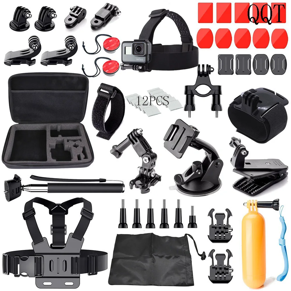 Qqt для GoPro Аксессуары комплект для Go Pro Hero 6 5 4 3 + 3 черный вариант SJ4000 SJ5000 для xiaomi Yi Спорт Камера Аксессуары комплект