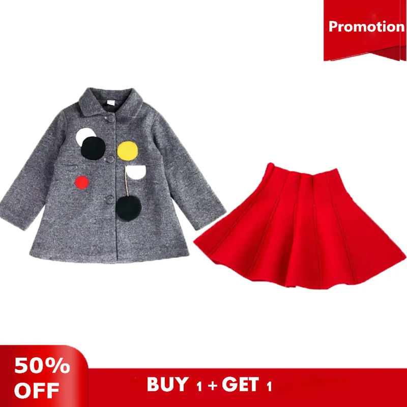 

Girls Wool Coats Winter Jackets Cotton Single-Breasted Long Sleeves Coats For Teenages Girls
