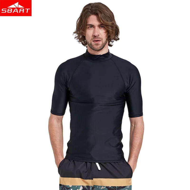 

SBART Rashguard Men Top short Sleeve Swimsuit Lycra Surf Rash Guard Men Swim Surf Shirts Sunscreen UV Plus Size M - 4XL
