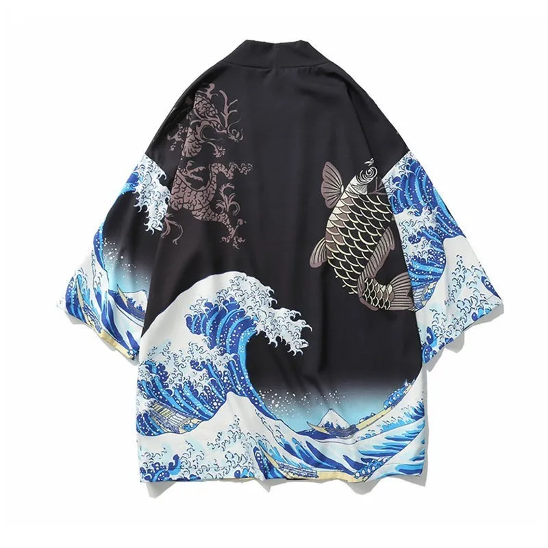 Японские кимоно, тонкий кардиган, рукав семь четверти, рубашка для женщин, мужчин, Свободное пальто, женская Солнцезащитная одежда, азиатская одежда, новинка