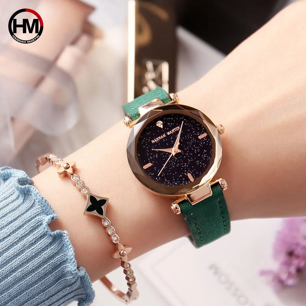 

New Starry Dial Women Watch Fashion Golden Quartz Watch for Women Dress Clock Female Leather Wrist Watch Ladies relogio feminino