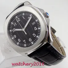 Новое поступление 39 мм стерильный черный циферблат индикатор Даты стальной чехол светящееся сапфировое стекло люксовый бренд автоматический механизм мужские часы