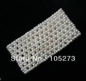 Nova Arriver pérola jóias de contas estiramento pulseira sem fecho de mão de malha tecer 3 - 4 mm 7.5 '' Hot venda