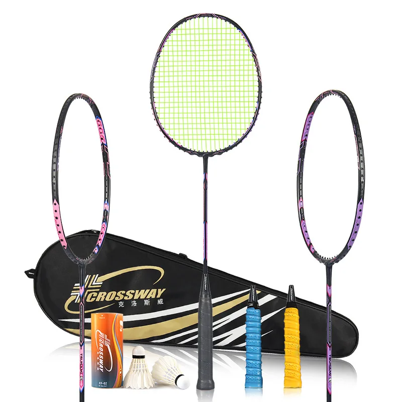 CROSSWAY 2pcs cheapest badminton racquet high quality carbon fibre two