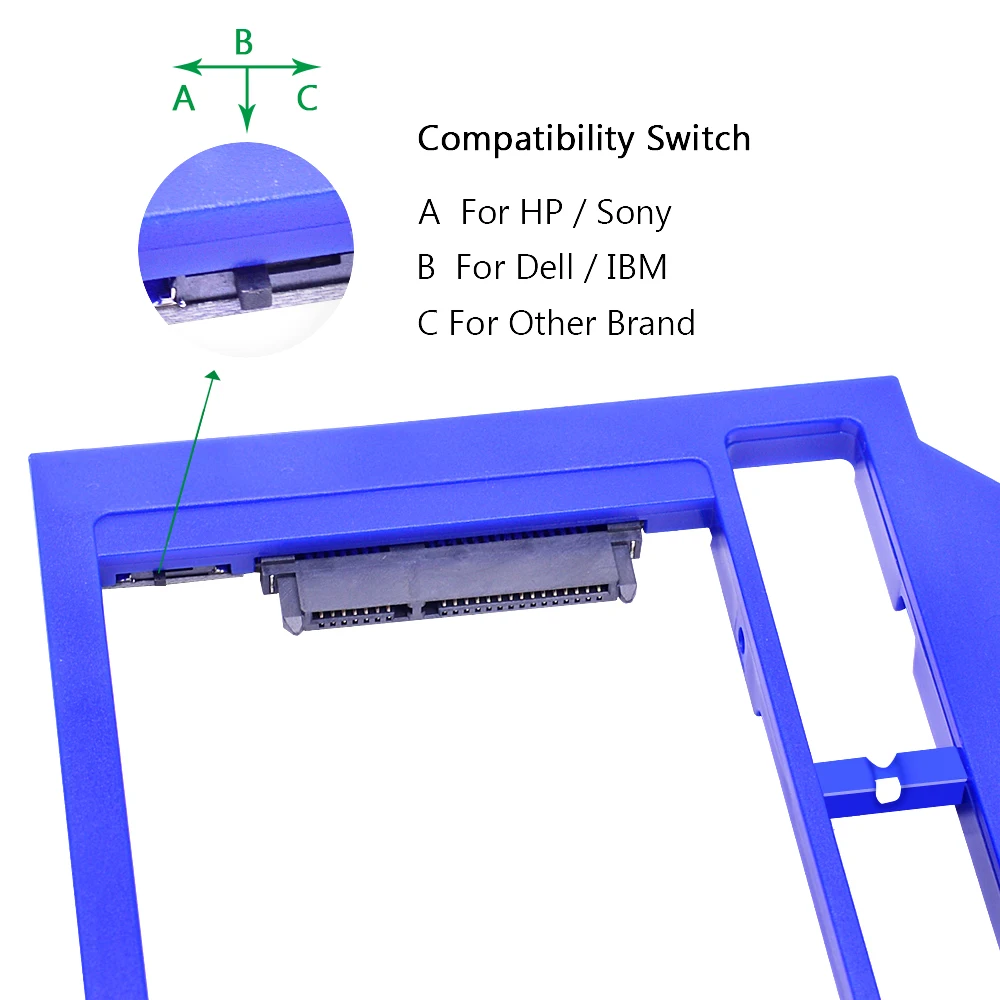 CHIPAL синий пластик SATA 3,0 2nd HDD Caddy 9,5 мм для 2," SSD чехол Корпус жесткого диска для ноутбука DVD-ROM Оптический отсек