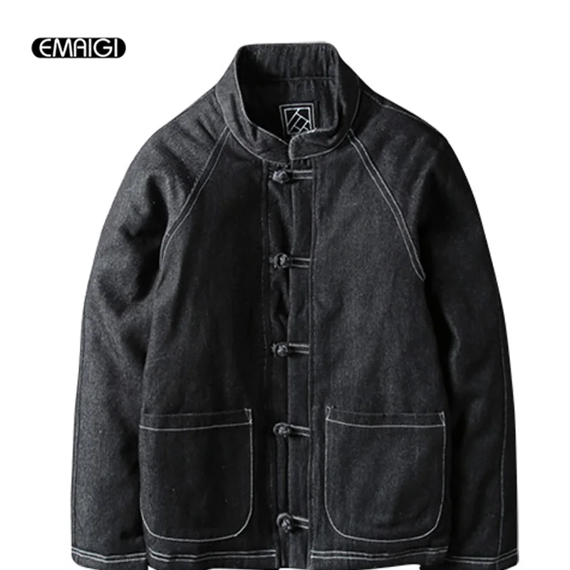 Winter Men s Cotton Padded Thickened Jacket China Style Male Jeans Coat Mens Fashion Casual Hiphop