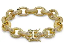  Hip Hop King12mm Twisted and Oval Link Bracelet Iced Out Micro Pave Zircon Fashion Punk Chain Bling Charms Jewelry 