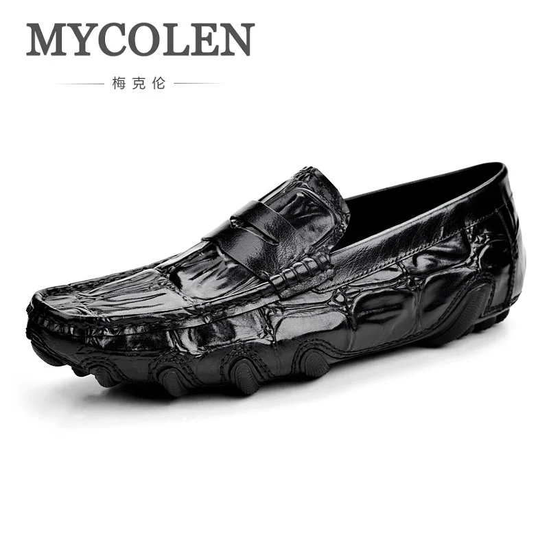 

MYCOLEN 2018 A New Summer Crocodile Leather Shoes Breathable Soft Bottom Shoes Casual Doug Fashion Men Shoes Tenis Masculinos
