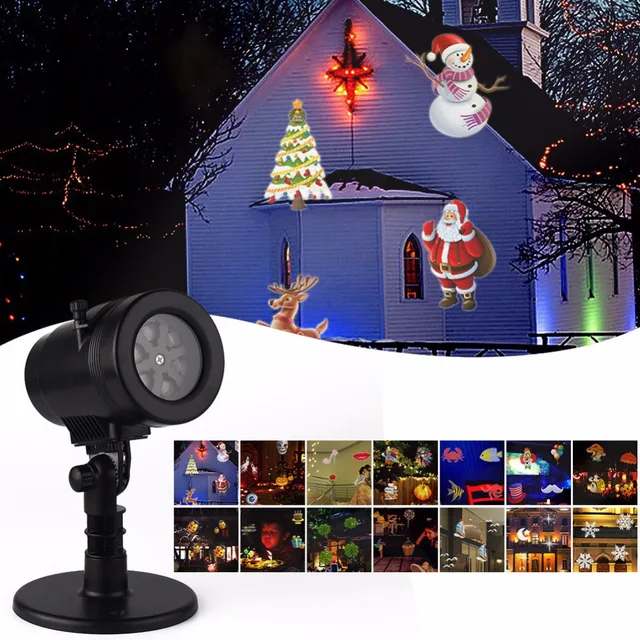 14 Patterns Christmas Laser Snowflake Projector Outdoor LED Waterproof